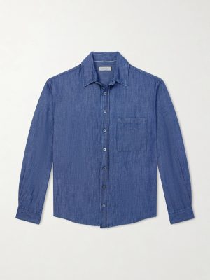 Button-Down Collar Cotton and Linen-Blend Shirt Button-Down Collar Cotton and Linen-Blend Shirt