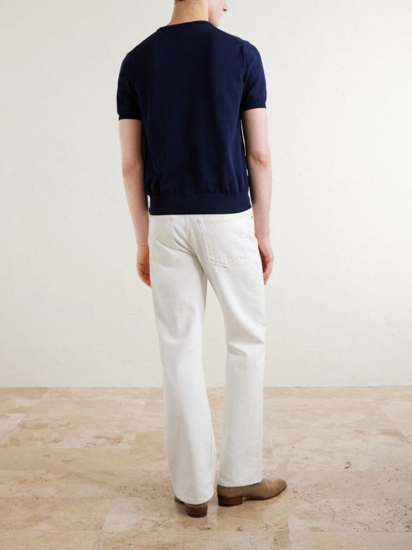 Knitted Cotton T-Shirt - BK Knitted Cotton T-Shirt - BK
