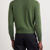 Slim-Fit Cropped Wool-Trimmed Striped Cashmere Sweater - BK