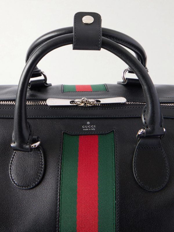 Medium Webbing-Trimmed Leather Duffle Bag - CU Medium Webbing-Trimmed Leather Duffle Bag - CU