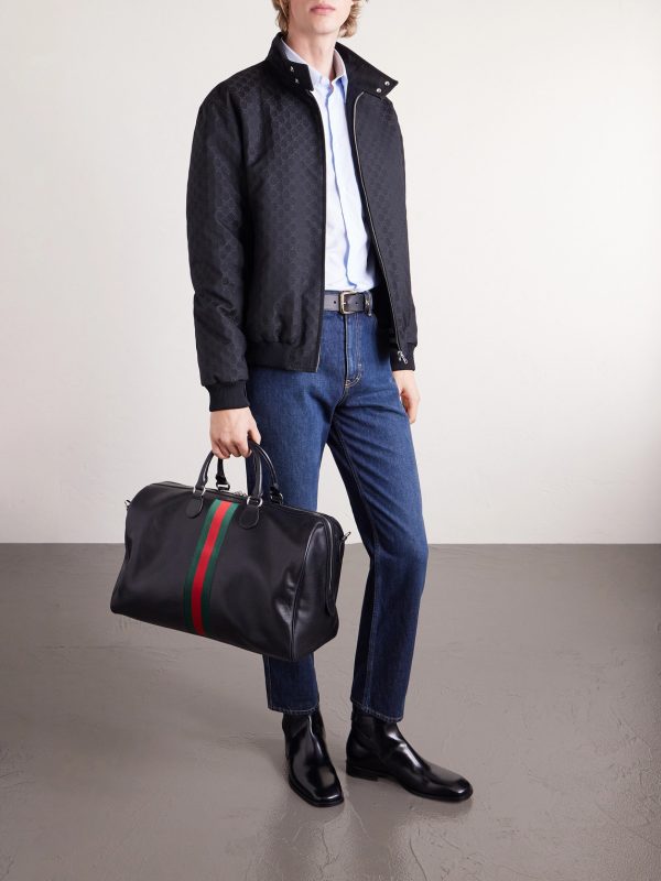 Medium Webbing-Trimmed Leather Duffle Bag - FR Medium Webbing-Trimmed Leather Duffle Bag - FR