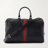 Medium Webbing-Trimmed Leather Duffle Bag Medium Webbing-Trimmed Leather Duffle Bag
