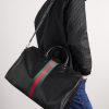 Medium Webbing-Trimmed Leather Duffle Bag - OU Medium Webbing-Trimmed Leather Duffle Bag - OU