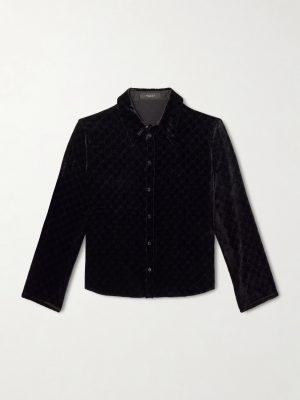 Slim-Fit Logo-Devoré Velvet Shirt Slim-Fit Logo-Devoré Velvet Shirt