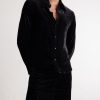 Slim-Fit Logo-Devoré Velvet Shirt - OU