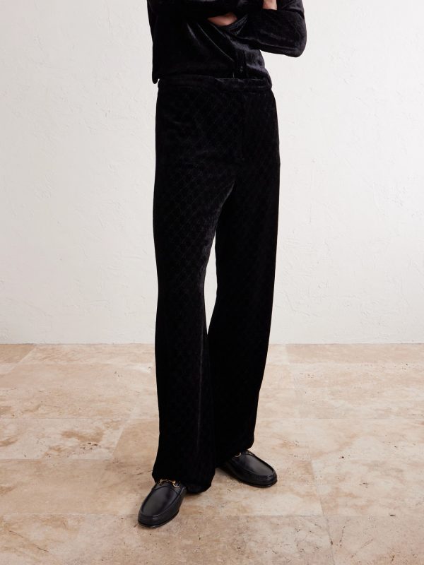 Straight-Leg Logo-Devoré Velvet Trousers - FR Straight-Leg Logo-Devoré Velvet Trousers - FR