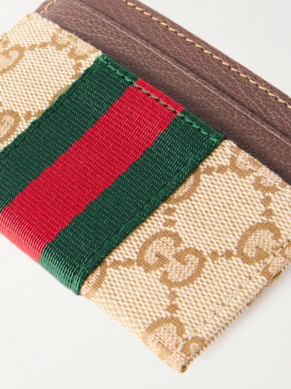 Leather-Trimmed Monogrammed Canvas Cardholder - CU Leather-Trimmed Monogrammed Canvas Cardholder - CU