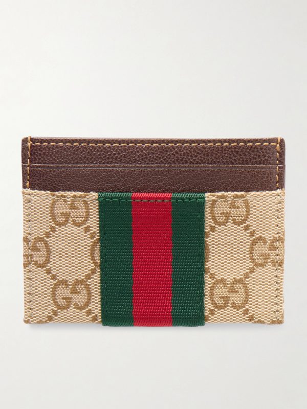 Leather-Trimmed Monogrammed Canvas Cardholder Leather-Trimmed Monogrammed Canvas Cardholder