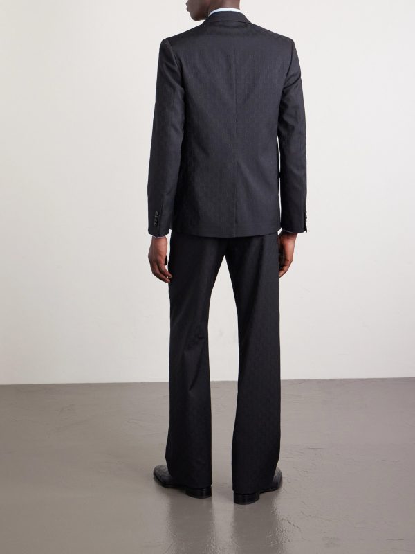 Slim-Fit Logo-Jacquard Woven Blazer - BK Slim-Fit Logo-Jacquard Woven Blazer - BK