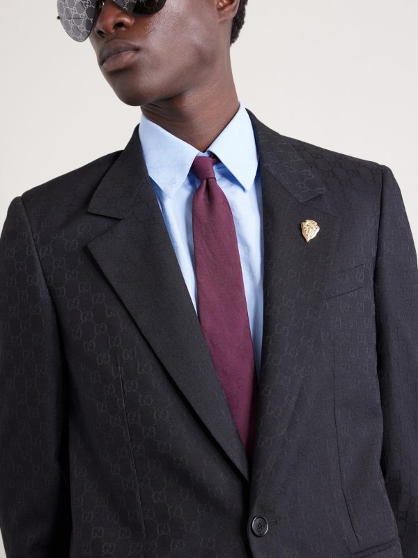 Slim-Fit Logo-Jacquard Woven Blazer - E3 Slim-Fit Logo-Jacquard Woven Blazer - E3
