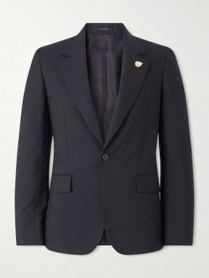 Slim-Fit Logo-Jacquard Woven Blazer Slim-Fit Logo-Jacquard Woven Blazer