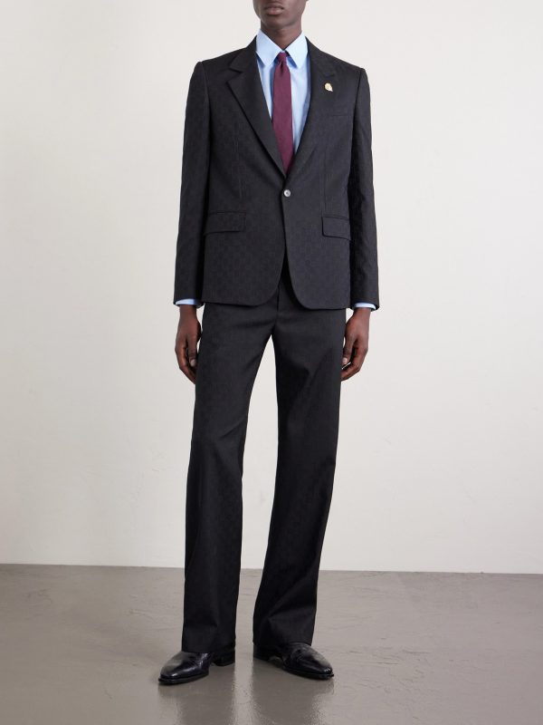 Slim-Fit Logo-Jacquard Woven Blazer - OU Slim-Fit Logo-Jacquard Woven Blazer - OU