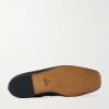 Horsebit-Embellished Distressed Monogrammed Canvas Loafers - E1 Horsebit-Embellished Distressed Monogrammed Canvas Loafers - E1