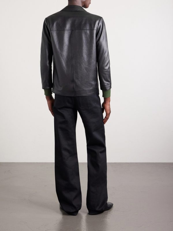 Embellished Leather Blazer - BK Embellished Leather Blazer - BK
