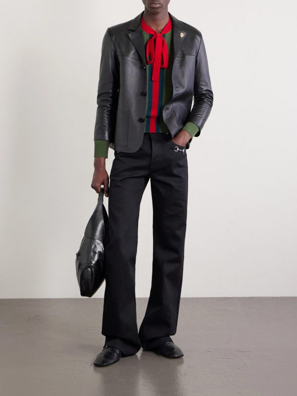 Embellished Leather Blazer - OU Embellished Leather Blazer - OU