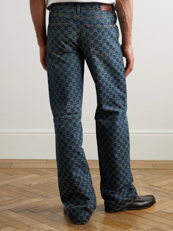Straight-Leg Logo-Jacquard Jeans - BK Straight-Leg Logo-Jacquard Jeans - BK