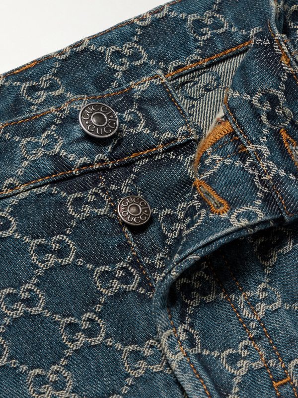 Straight-Leg Logo-Jacquard Jeans - E1 Straight-Leg Logo-Jacquard Jeans - E1