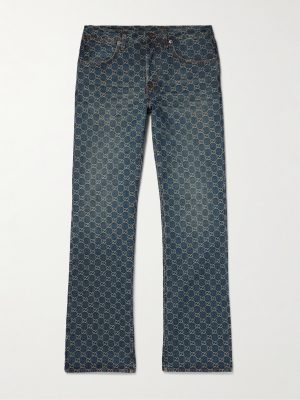 Straight-Leg Logo-Jacquard Jeans