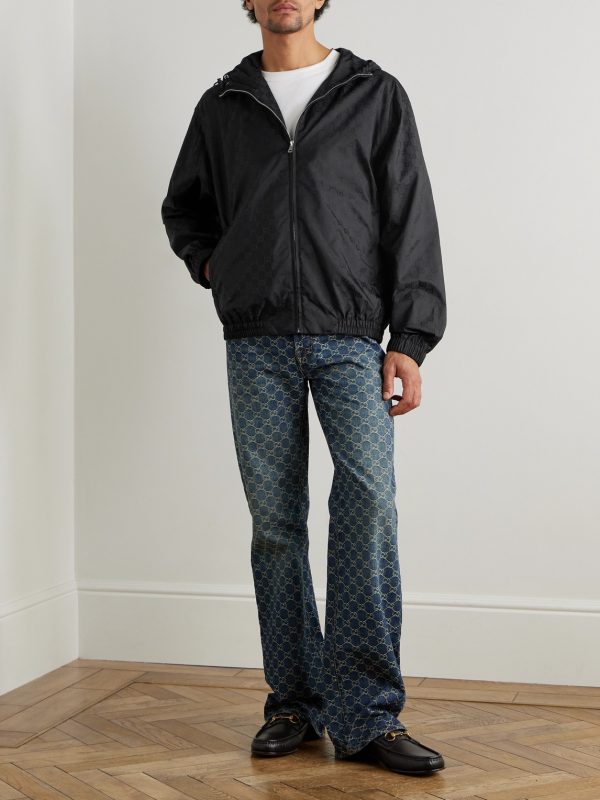 Straight-Leg Logo-Jacquard Jeans - OU Straight-Leg Logo-Jacquard Jeans - OU