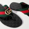 Riviera Logo-Embellished Striped Webbing-Trimmed Leather Sandals - CU Riviera Logo-Embellished Striped Webbing-Trimmed Leather Sandals - CU