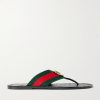Riviera Logo-Embellished Striped Webbing-Trimmed Leather Sandals Riviera Logo-Embellished Striped Webbing-Trimmed Leather Sandals
