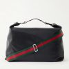 Brera Large Webbing-Trimmed Full-Grain Leather Messenger Bag