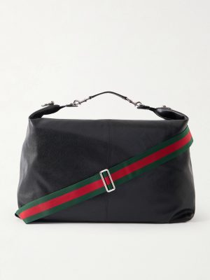 Brera Large Webbing-Trimmed Full-Grain Leather Messenger Bag Brera Large Webbing-Trimmed Full-Grain Leather Messenger Bag