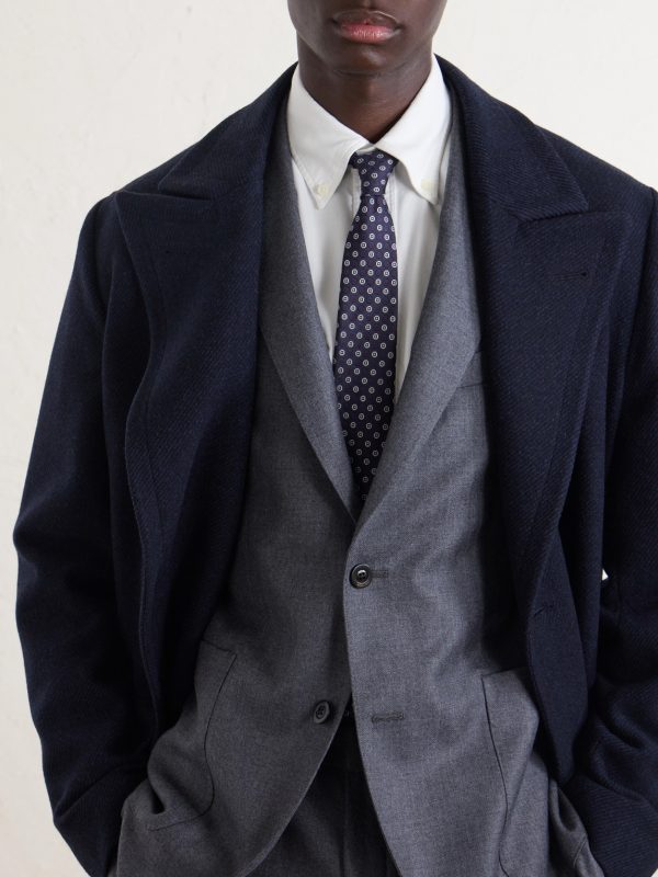 Double-Breasted Herringbone Virgin Wool Suit Jacket - CU