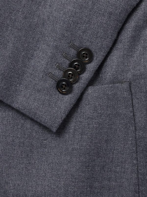 Double-Breasted Herringbone Virgin Wool Suit Jacket - E1