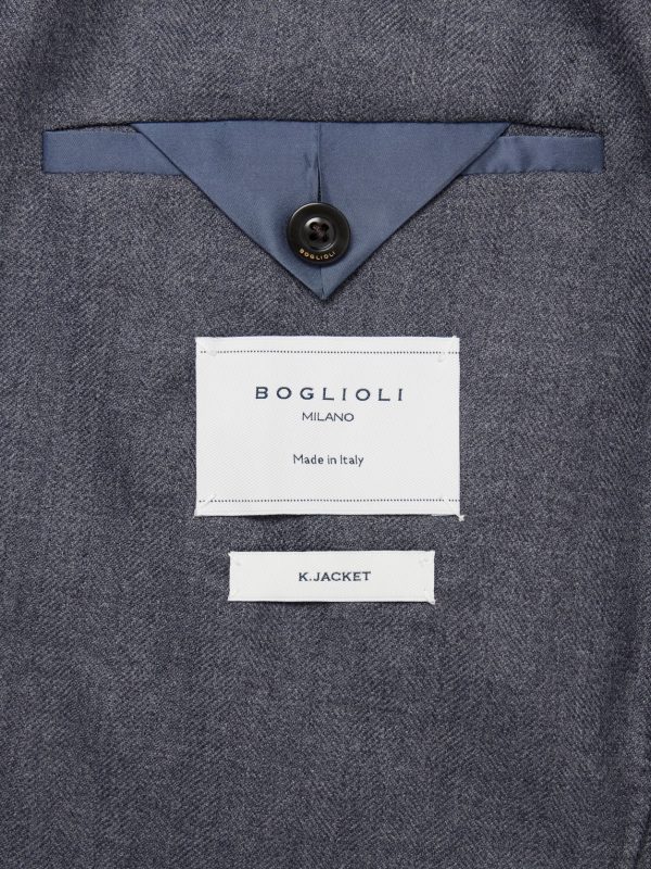 Double-Breasted Herringbone Virgin Wool Suit Jacket - E2