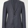 Double-Breasted Herringbone Virgin Wool Suit Jacket