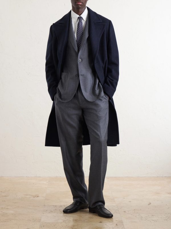 Double-Breasted Herringbone Virgin Wool Suit Jacket - OU