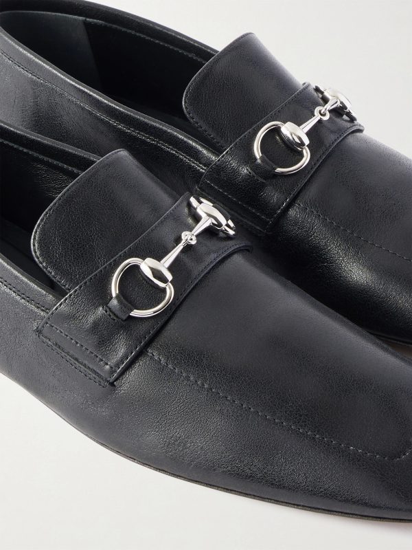 Collapsible-Heel Horsebit-Embellished Leather Loafers - CU