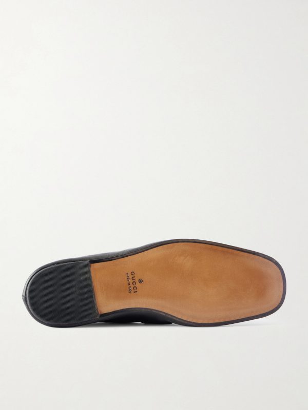 Collapsible-Heel Horsebit-Embellished Leather Loafers - E1