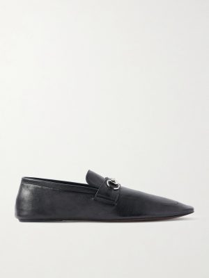 Collapsible-Heel Horsebit-Embellished Leather Loafers