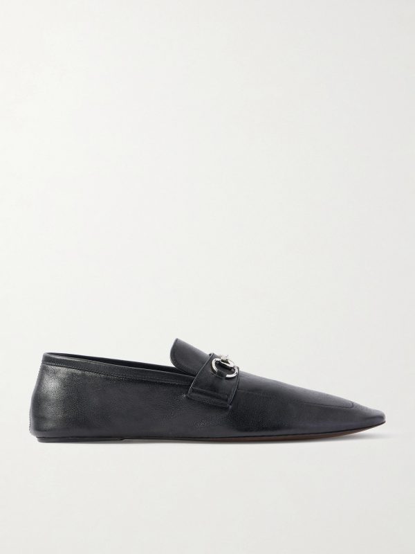 Collapsible-Heel Horsebit-Embellished Leather Loafers
