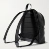 Large Striped Webbing-Trimmed Leather Backpack - BK