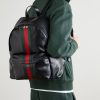Large Striped Webbing-Trimmed Leather Backpack - OU