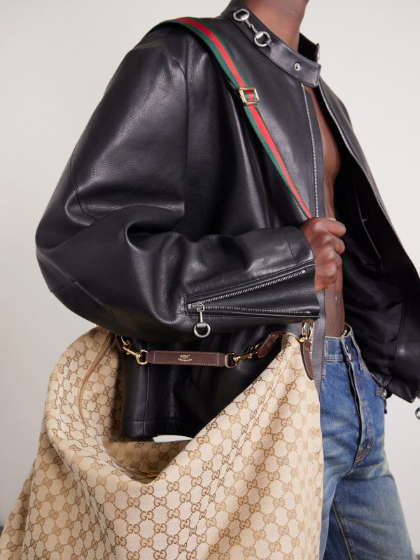 Horsebit-Embellished Leather Bomber Jacket - CU Horsebit-Embellished Leather Bomber Jacket - CU