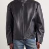Horsebit-Embellished Leather Bomber Jacket - FR Horsebit-Embellished Leather Bomber Jacket - FR
