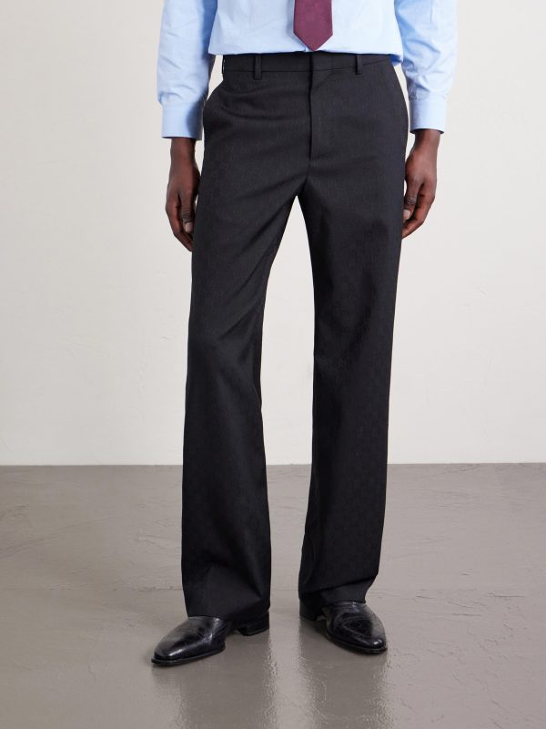 Straight-Leg Logo-Jacquard Twill Trousers - FR Straight-Leg Logo-Jacquard Twill Trousers - FR