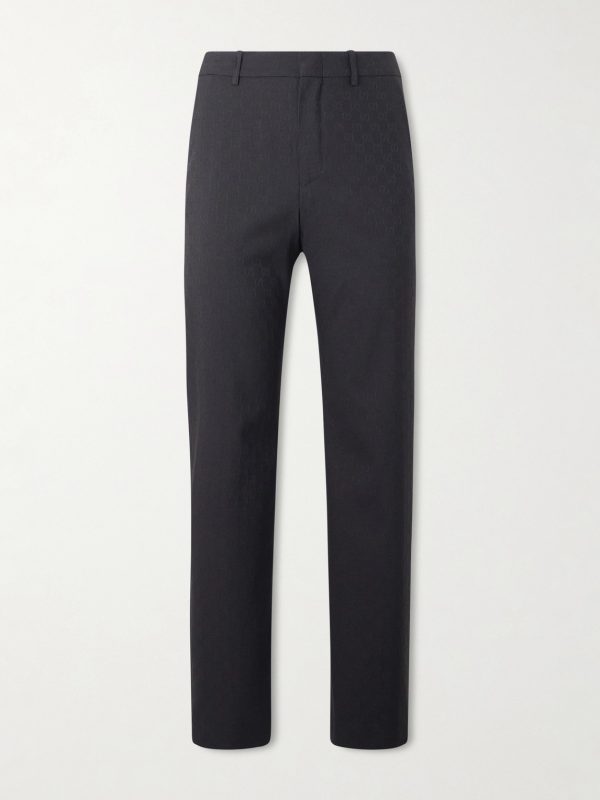 Straight-Leg Logo-Jacquard Twill Trousers Straight-Leg Logo-Jacquard Twill Trousers