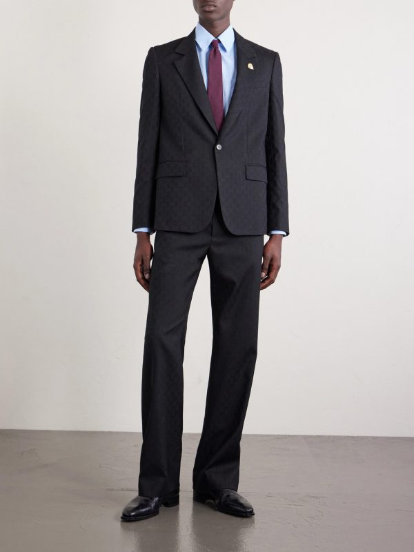 Straight-Leg Logo-Jacquard Twill Trousers - OU Straight-Leg Logo-Jacquard Twill Trousers - OU