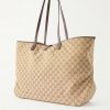 Jackie Large Leather-Trimmed Monogrammed Canvas Tote Bag - BK