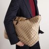 Jackie Large Leather-Trimmed Monogrammed Canvas Tote Bag - E2