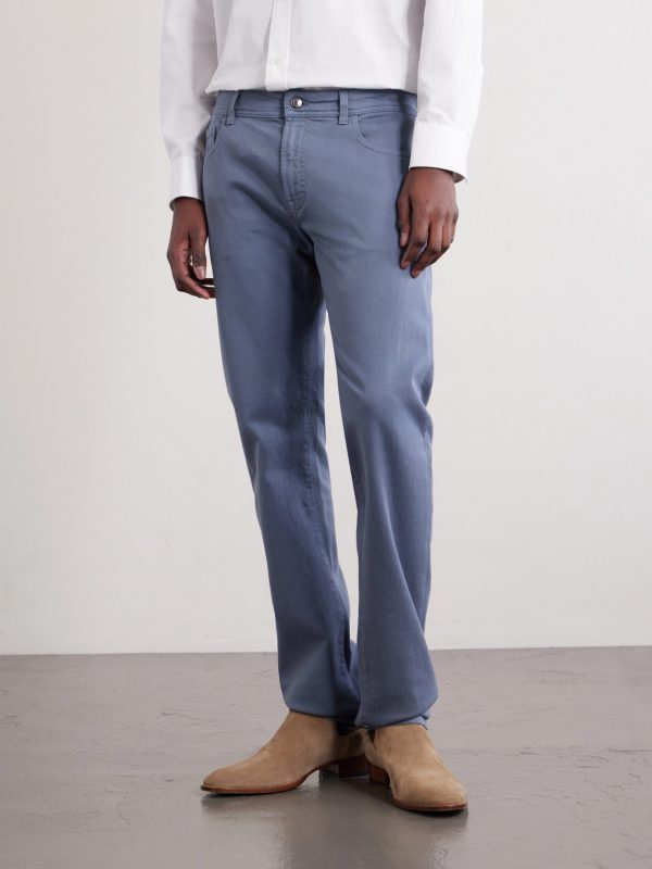 Straight-Leg Garment-Dyed Stretch Jeans - FR