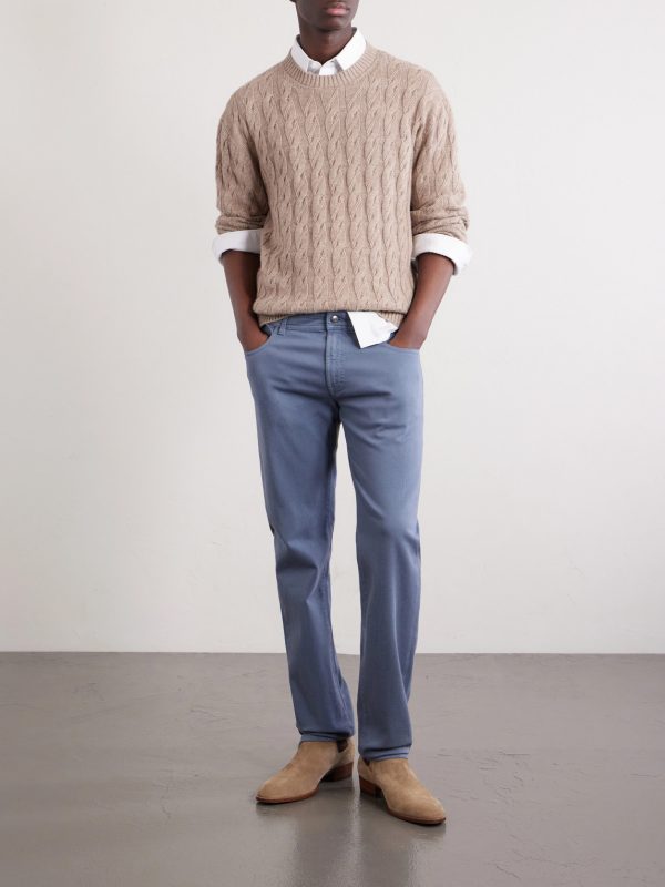 Straight-Leg Garment-Dyed Stretch Jeans - OU