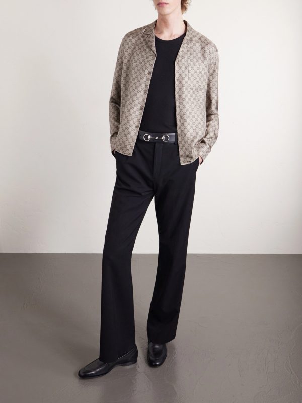 Camp-Collar Logo-Jacquard Silk-Twill Shirt - FR Camp-Collar Logo-Jacquard Silk-Twill Shirt - FR