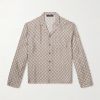 Camp-Collar Logo-Jacquard Silk-Twill Shirt Camp-Collar Logo-Jacquard Silk-Twill Shirt