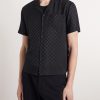 Slim-Fit Camp-Collar Logo-Jacquard Silk Shirt - FR Slim-Fit Camp-Collar Logo-Jacquard Silk Shirt - FR